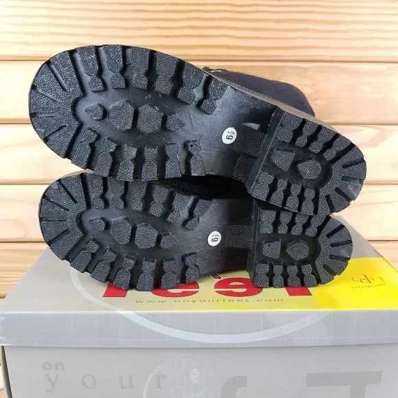 Black Canvas Combat Military Biker Moto Ankle Boots Lace up Women's 6.5M Heeled - Picture 4 of 10